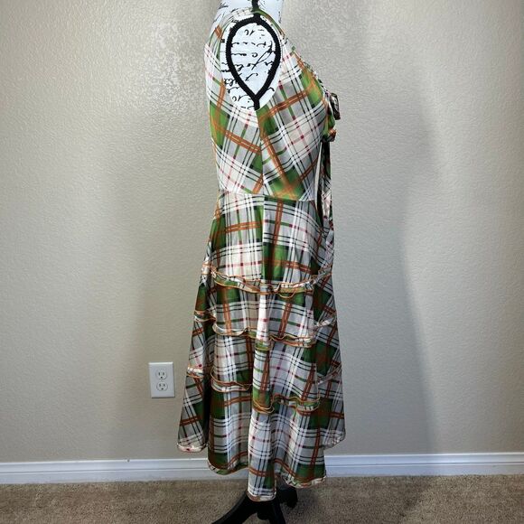 Coconinno 'Ever So Sweetheart' Plaid Dress Green rust orange cream size S boho - Picture 11 of 14
